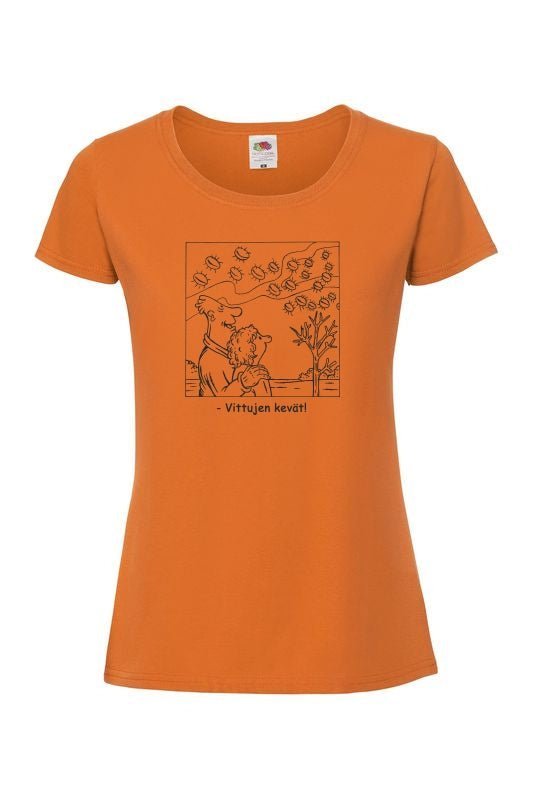 Vittujen kevät by J. Juntunen, 1-väri ääriviiva - T-paita, naisten - Vittujen Kevät